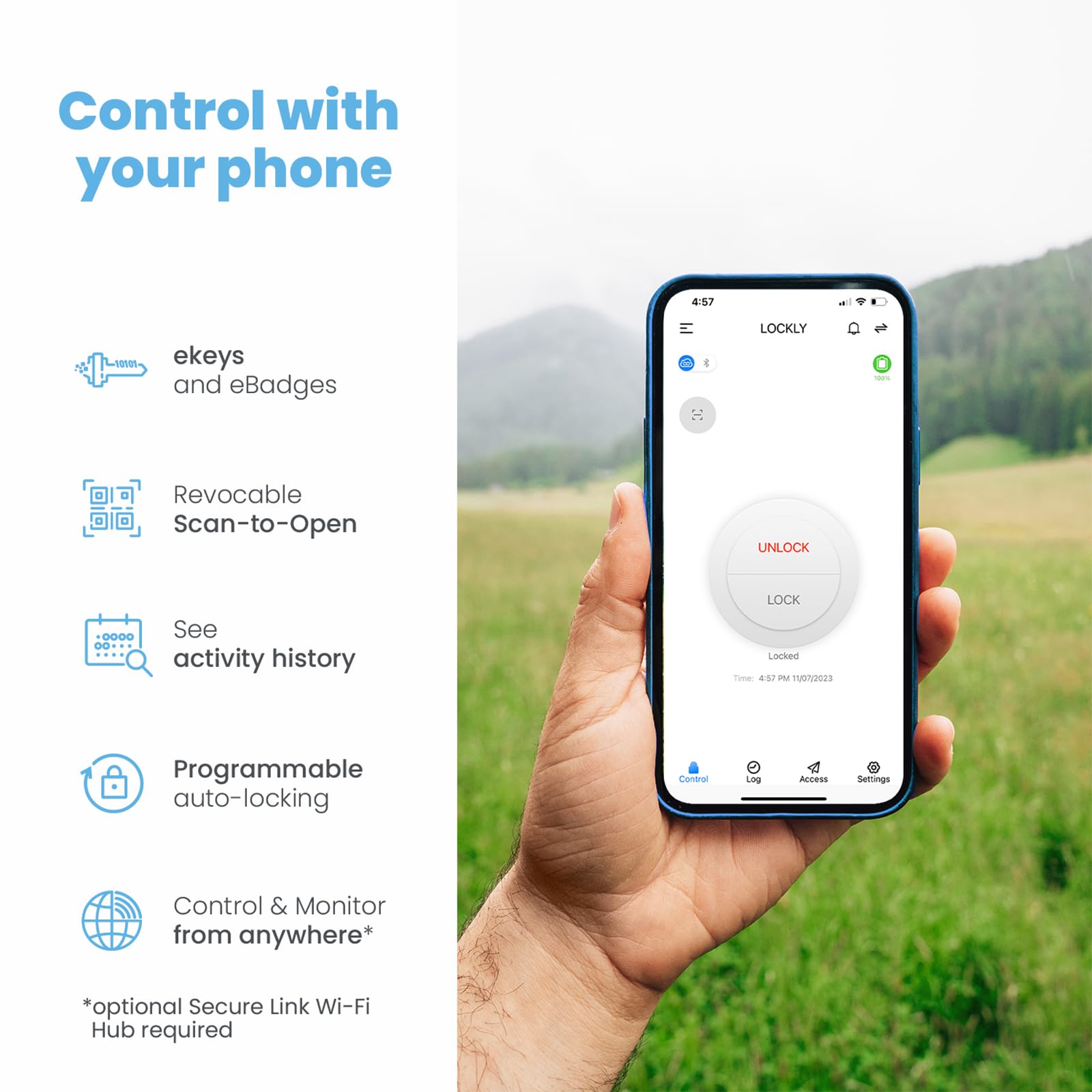 Lockly Secure Plus Smart Door Lock - Keyless Entry with Bluetooth, PIN Genie® Keypad & 3D Fingerprint Sensor | Auto-Locking Handle for Home Security | Perfect for Apartments, Vacation Homes & Smart Home Systems