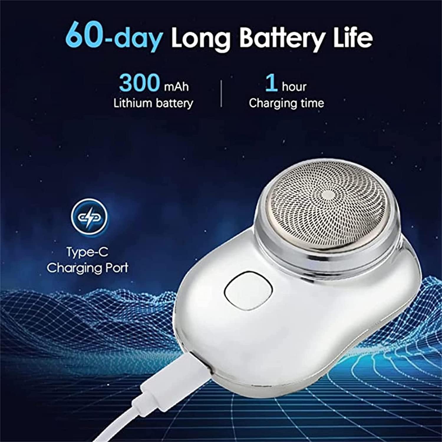 Glidex Portable Mini Electric Shaver for Men - Powerful Rechargeable Travel Shaver with One-Button Operation - Ideal for Home, Car, Gym & Business Trips - Gradient Blue