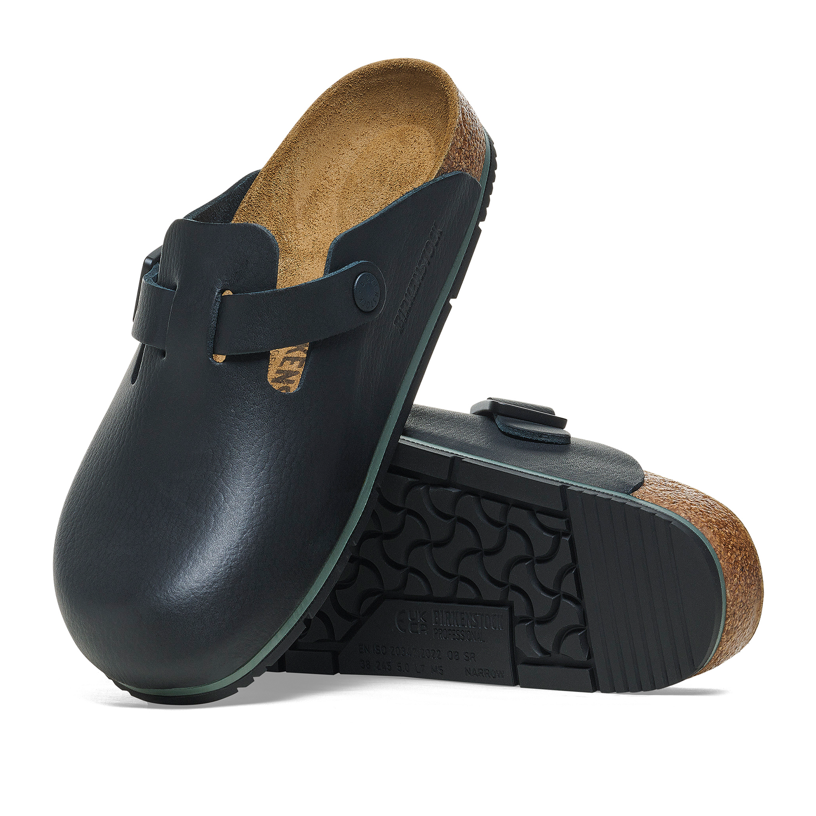 Birkenstock Boston Pro Clog for Men - Premium Black Leather Comfort Shoes for Home, Office & Outdoor Walking