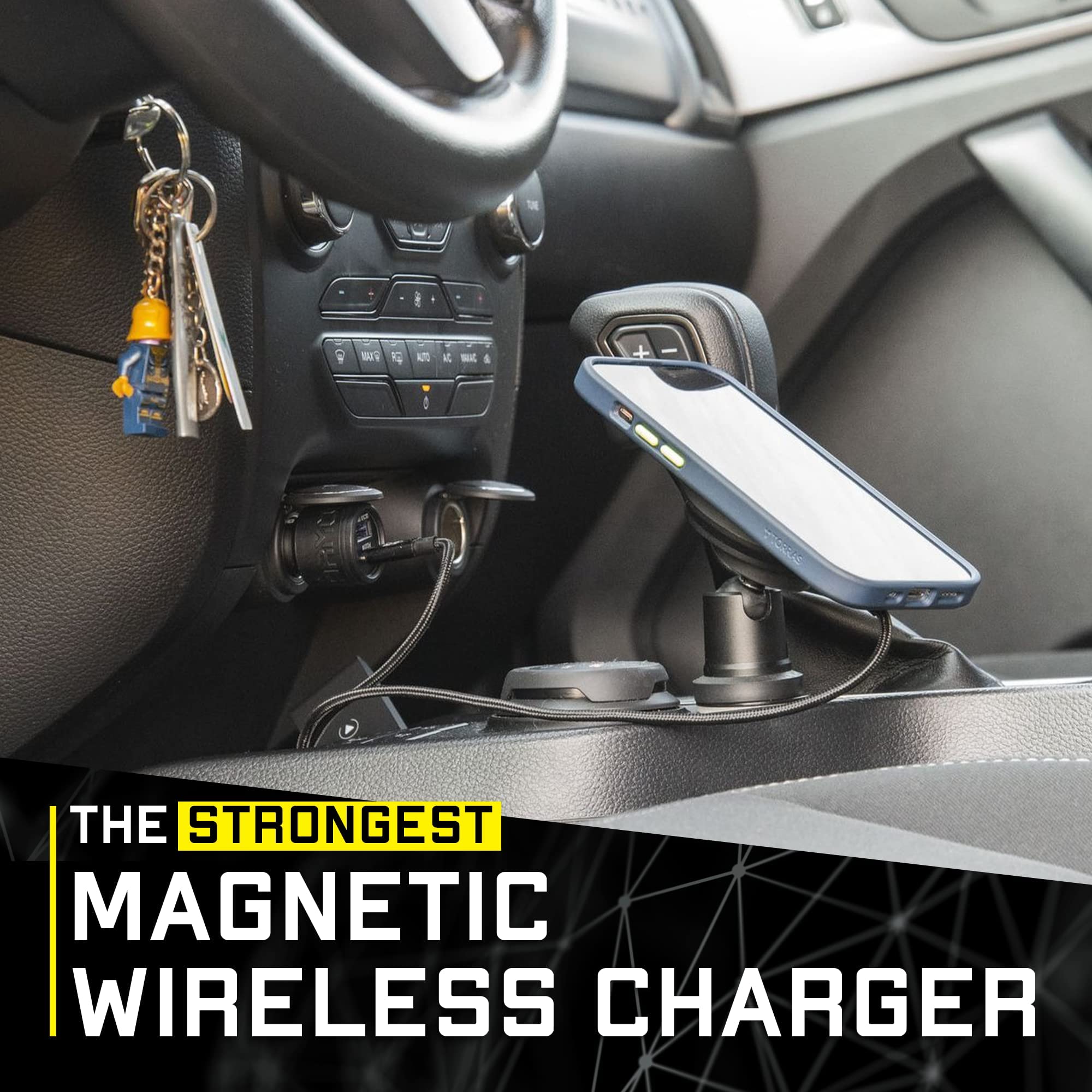 Mob Armor MobNetic Maxx Magnetic Phone Mount & Wireless Car Charger Kit - Compatible with iPhone & Android - Secure Hands-Free Charging for Driving, Commuting & Road Trips