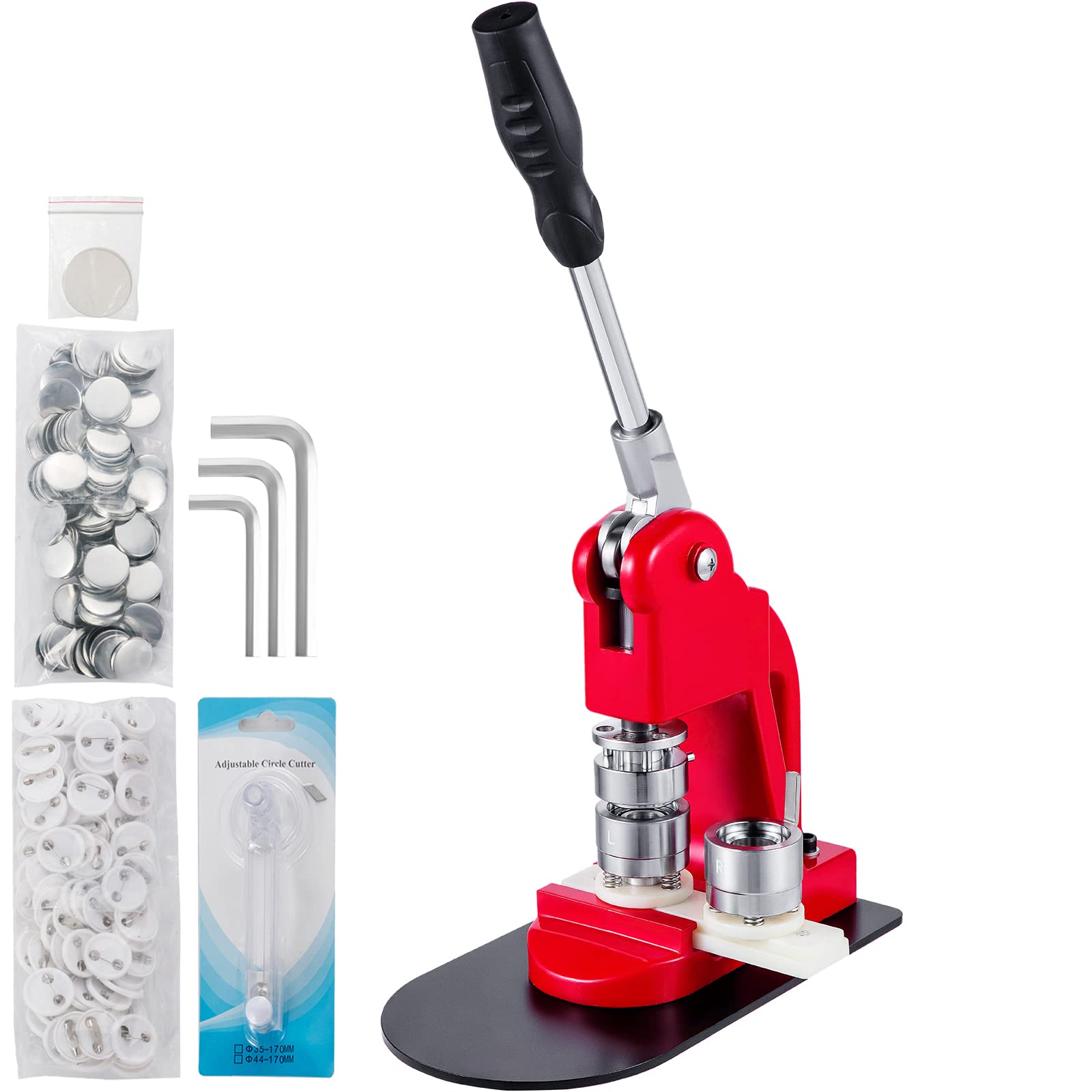 VEVOR 1 Inch (25mm) Button Badge Maker Machine Kit with 1000 Pieces Button Parts & Circle Cutter - DIY Custom Pin Buttons for Events, Parties, Fundraisers and Promotional Gifts