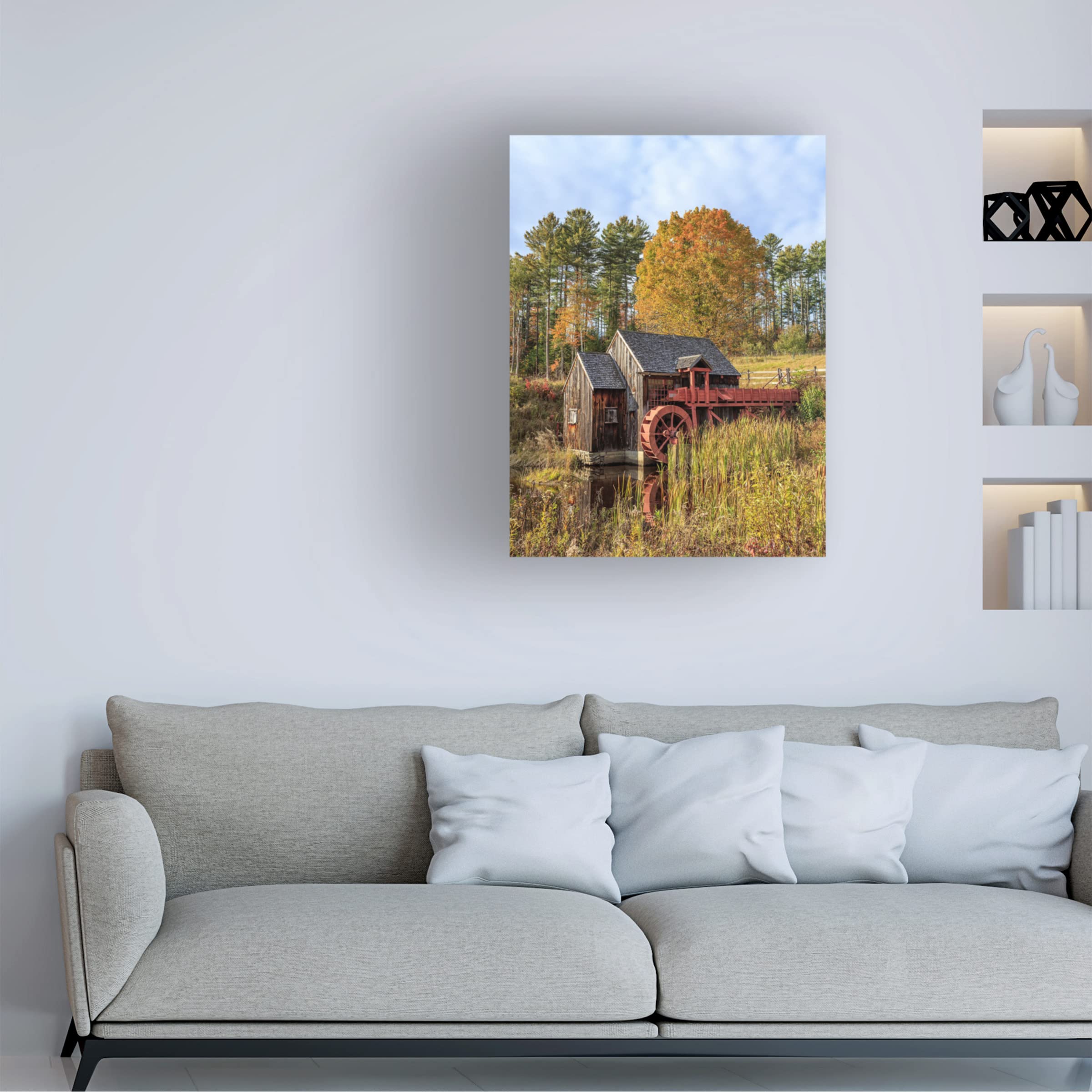 Edward M Fielding 'Grist Mill' Canvas Art Print - Landscape Wall Decor for Living Room, Bedroom & Office - Handmade Trademark Fine Art Painting