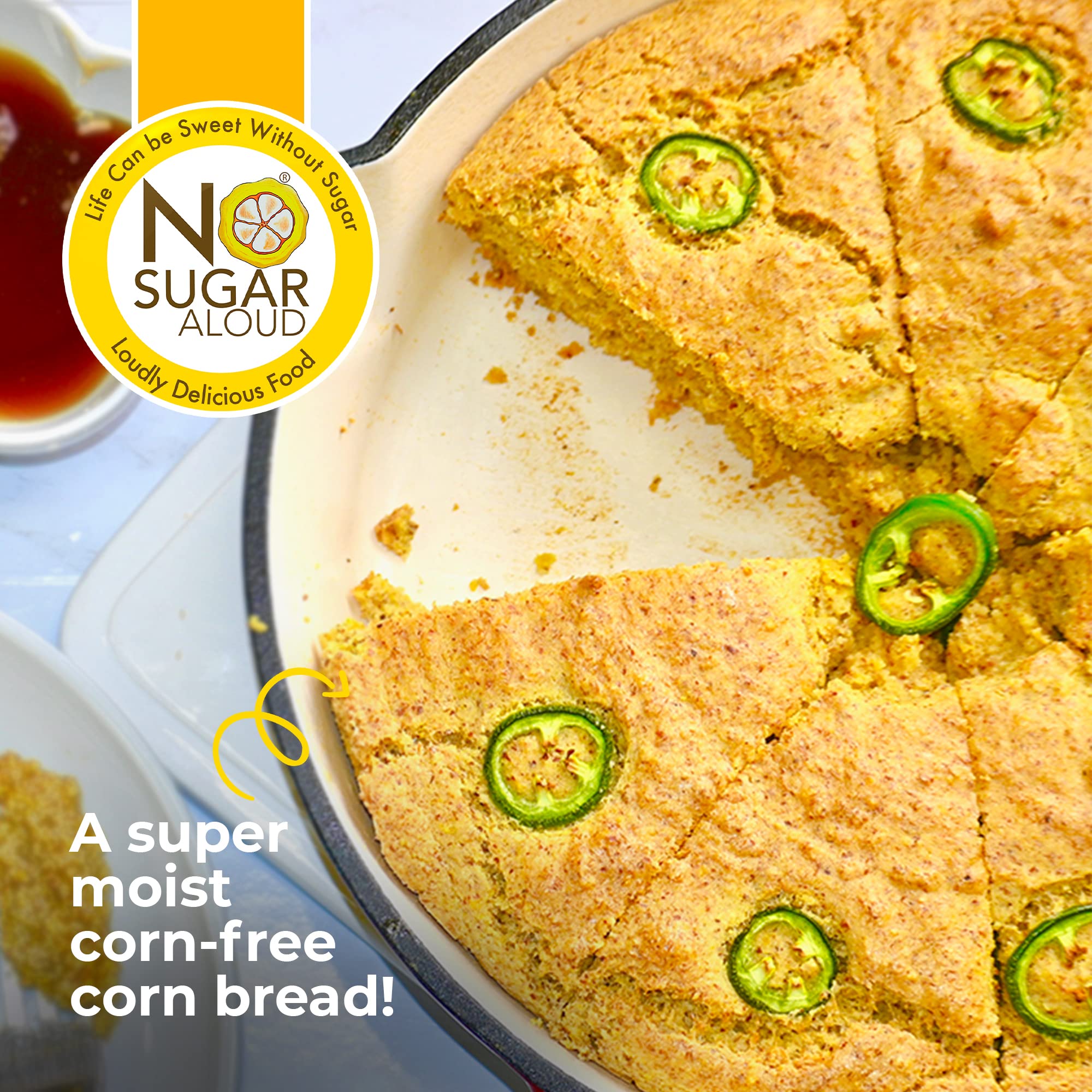 Low Carb Corn-Free Corn Bread Mix - Gluten-Free, Plant-Based Keto Bread Mix with High Protein & Fiber | Dairy-Free, Paleo-Friendly, No Artificial Flavors or Added Sugar | Perfect for Keto Diet, Weight Loss & Healthy Breakfast | 9.4 oz Pack