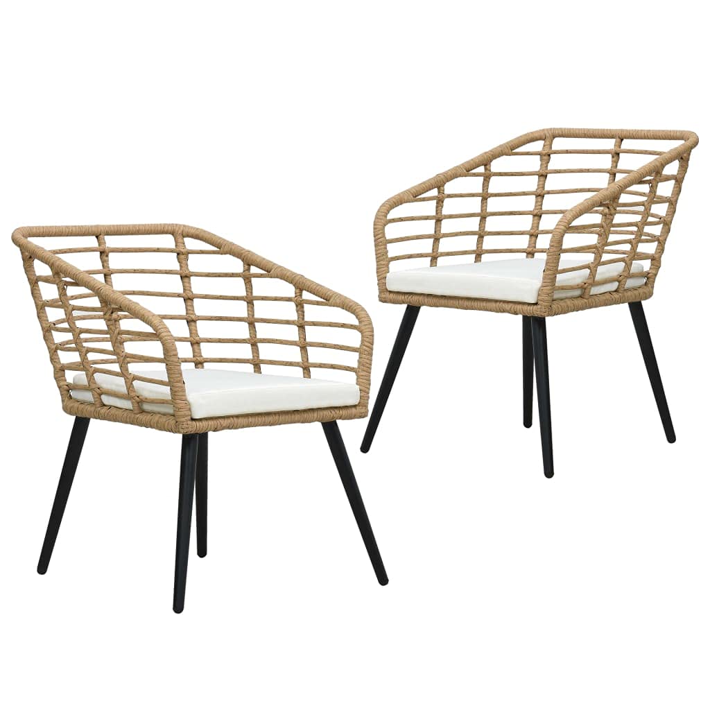 Premium Wicker Outdoor Dining Chairs Set of 2 - Weather-Resistant Poly Rattan Patio Chairs with Cushions for Garden, Deck, Backyard, Terrace, Bistro & Lawn Seating - Oak Finish Comfortable Outdoor Furniture