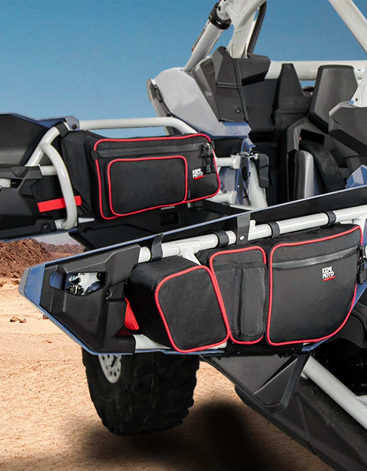 KEMIMOTO X3 UTV Door Storage Bags - Compatible with Can-Am Maverick X3 Max 2017-2024 Models - Front & Rear Upper Door Organizer Accessories (4-Pack, Red) - Perfect for Off-Road Gear Organization & Adventure Trips