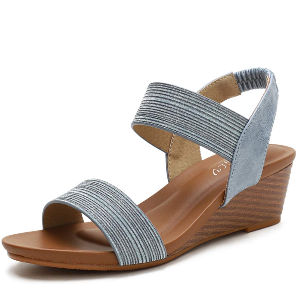 Catarry Women's Rhinestone Hollow Out Wedge Sandals - Bohemian Retro Roman Style Summer Dress Sandals for Beach, Wedding & Party Occasions