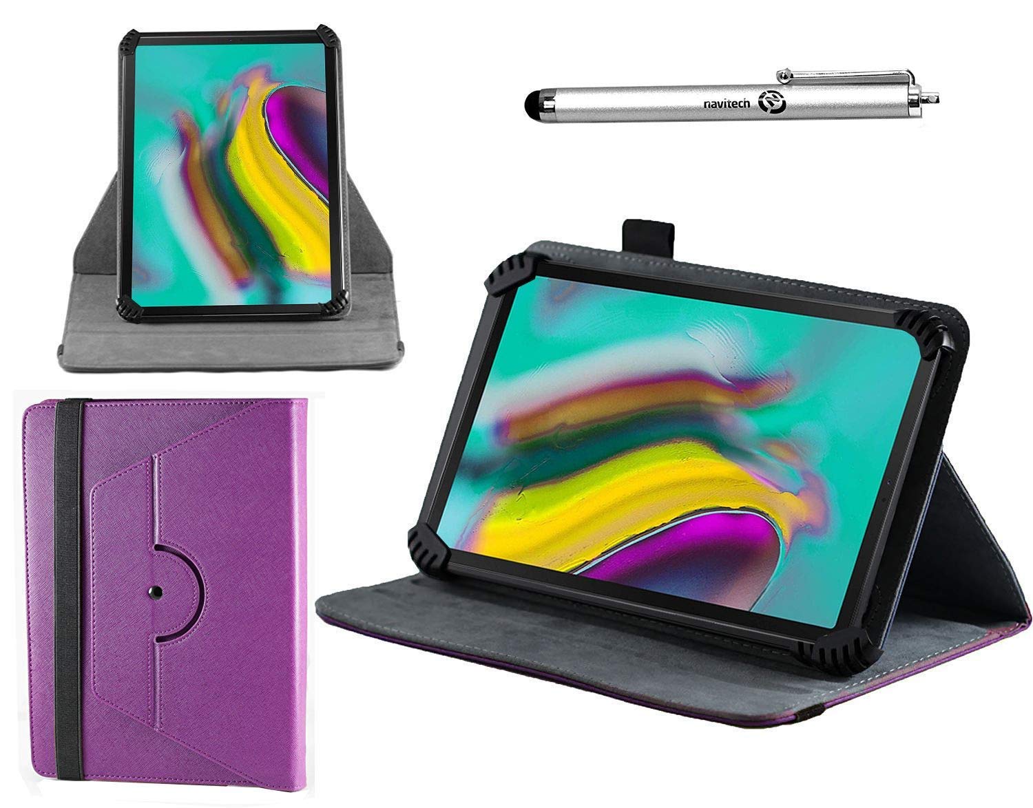 Navitech Purple 360 Rotating Stand Case with Stylus for Walmart Onn 10.1