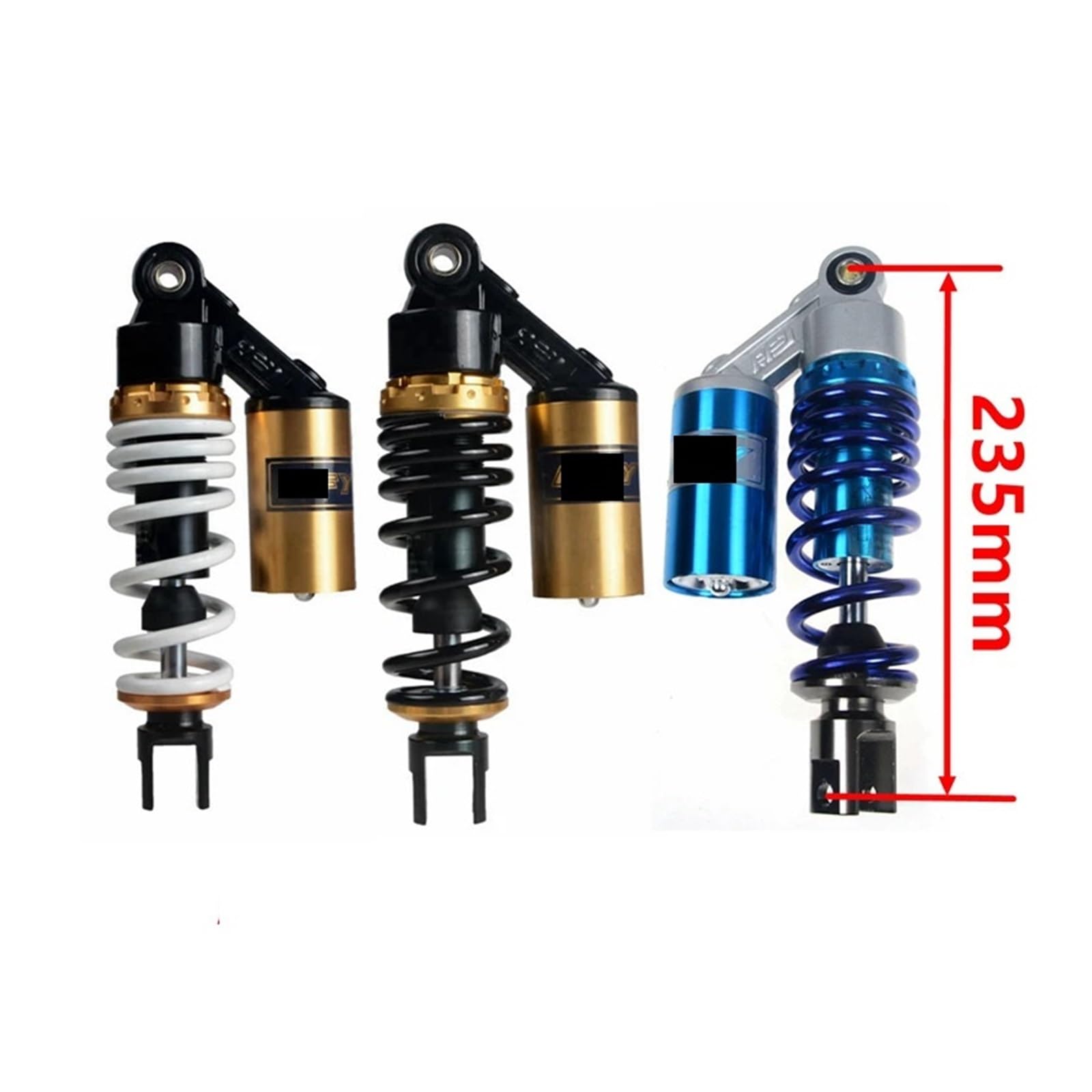 Universal Motorcycle Rear Shock Absorber - 235mm Heavy Duty Suspension Replacement Part Compatible with Yamaha - Perfect for Off-Road, Street Bikes & Custom Builds