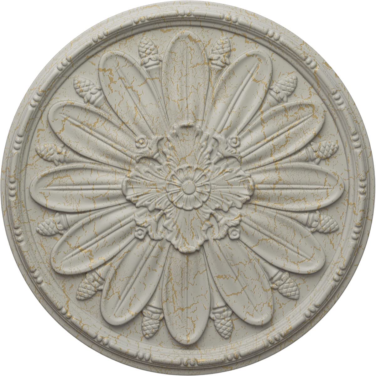 Ekena Millwork CM29FAPCC Fairfax 29.875-Inch Ceiling Medallion - Hand-Painted Pot of Cream Crackle Finish - 1.375-Inch Projection - Victorian Home Decor for Dining Rooms & Entryways