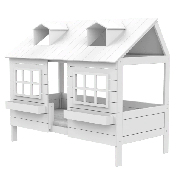 Lake House Style Wooden House Bed Frame 90x200 cm - Perfect for Kids' Bedrooms, Playrooms & Cozy Home Decor