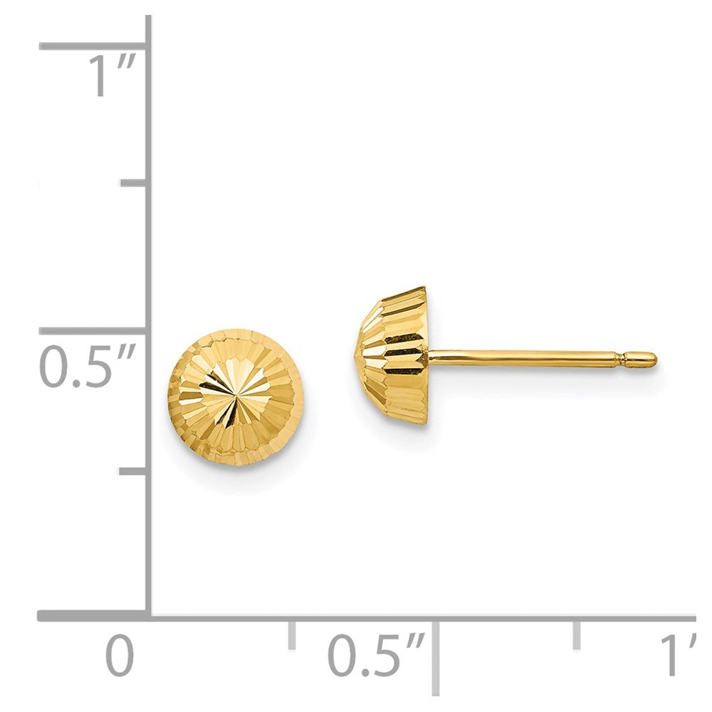 Gold Madi K Polished & Diamond-Cut Swirl 5mm Button Post Earrings - SE118 Model | Elegant Everyday Jewelry for Women, Perfect for Office, Party & Special Occasions