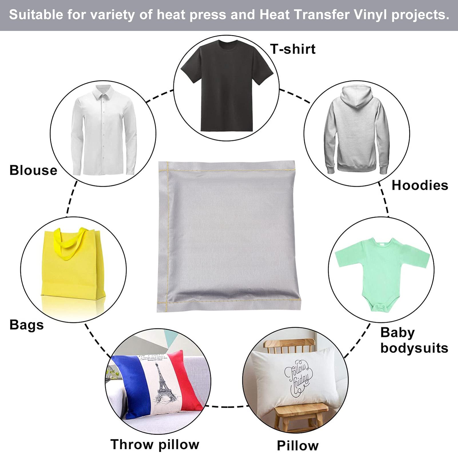 EXCEART Heat Press Ironing Mat for Hoodies, T-Shirts & Jumpsuits - Reusable Heat Transfer Pad with Tight Foam for Clothes & Baby Apparel - Perfect for DIY Printing, Sublimation & Craft Projects