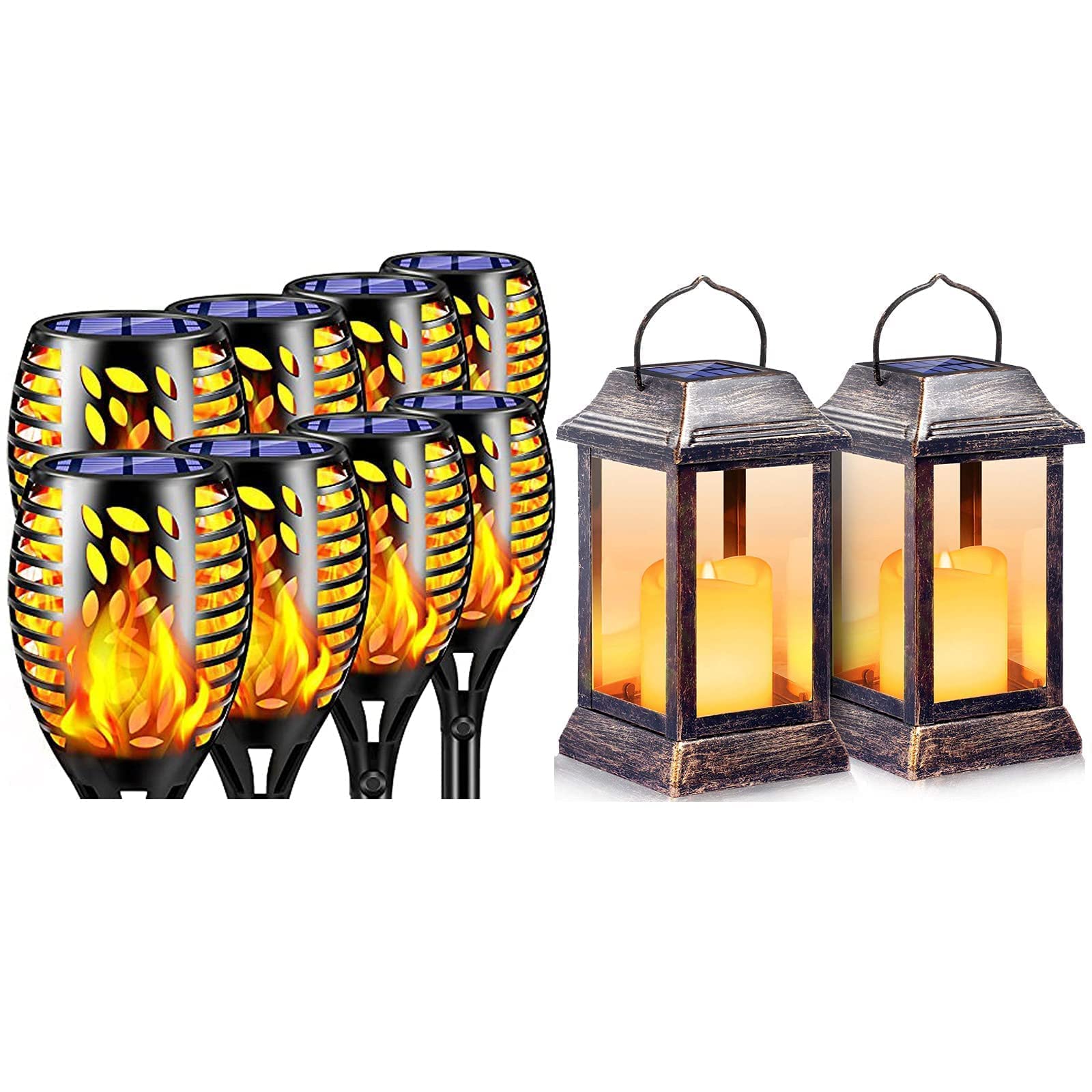 TomCare Solar Lights Outdoor - Waterproof Flickering Flame Solar Torch Lights for Garden, Patio, Yard, Pathway - Decorative Solar Landscape Lighting for Backyard, Walkway, Deck (Set of 6) - Perfect for Outdoor Parties, Weddings & Evening Ambiance