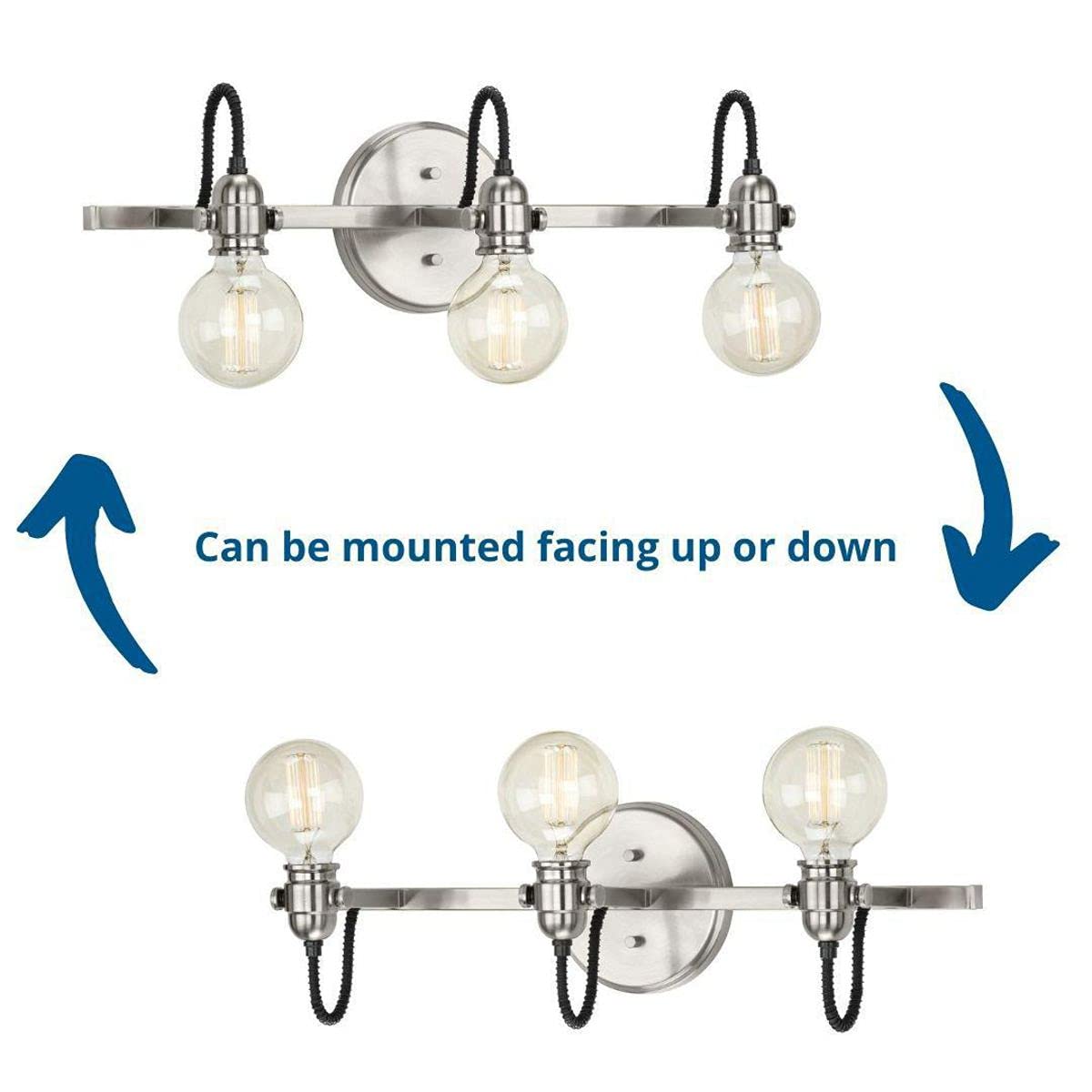 Progress Lighting Axle Collection 3-Light Brushed Nickel Vintage Bathroom Vanity Light Fixture - Perfect for Bathroom, Powder Room, and Dressing Area Lighting