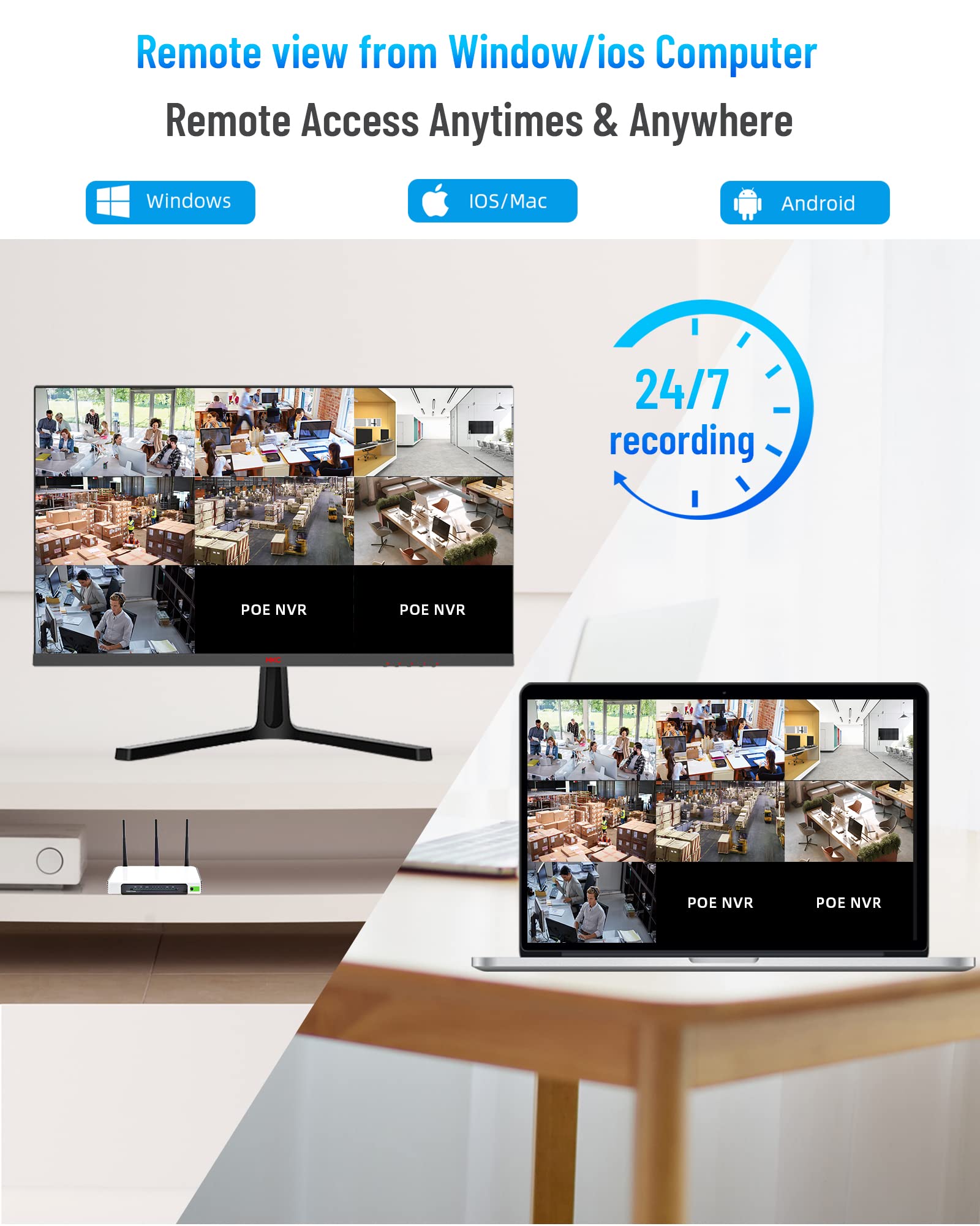 16CH Expandable WESECUU PoE Security Camera System - 4K CCTV Surveillance Kit with 8 Outdoor IP Cameras, 2-Way Audio, Human Detection & 3TB HDD for 24/7 Recording (POE4 KIT) - Perfect for Home Security, Business Monitoring & Property Surveillance