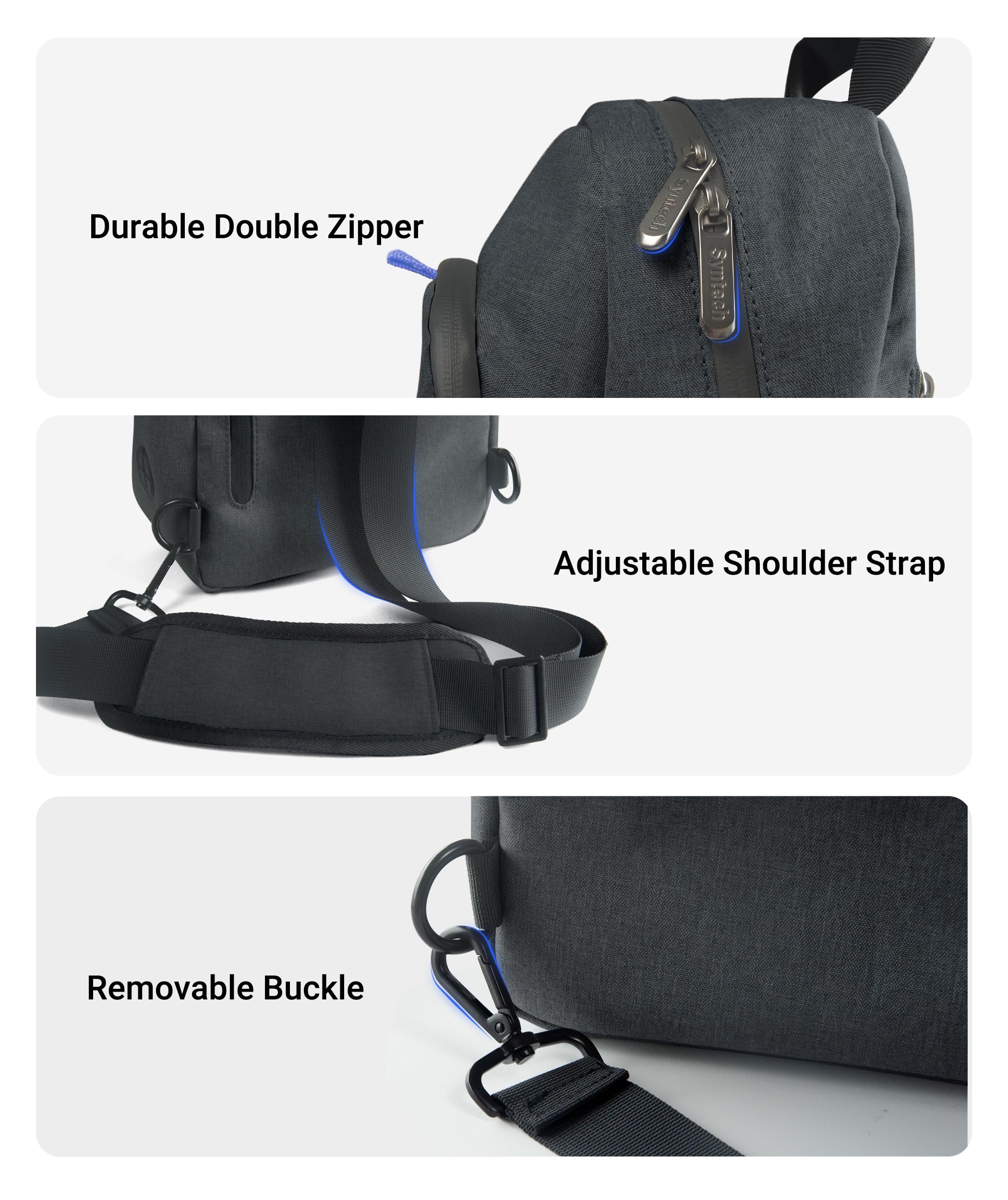 Syntech Portable Travel Sling Bag for Steam Deck OLED, ROG Ally X, Legion Go S, Nintendo Switch 2 & PS Portal - Large Storage Gaming Console Carrying Case with Accessory Pockets - Perfect for Travel, Commuting & Gaming On-The-Go (Black)