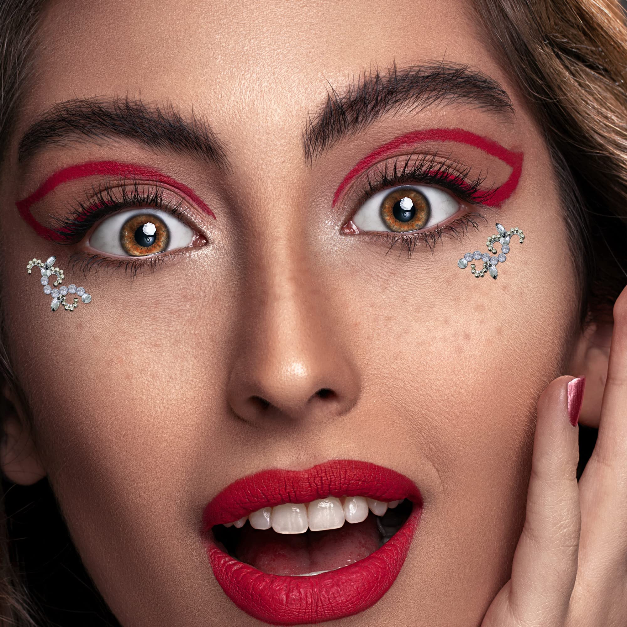Comet Busters Face Gems - Glitter Eye Jewels for Rave Parties, Festival Makeup & Face Decoration (JEWEYE001-1, JEWEYE004) - Perfect for EDM Events, Halloween Costumes & Photo Shoots
