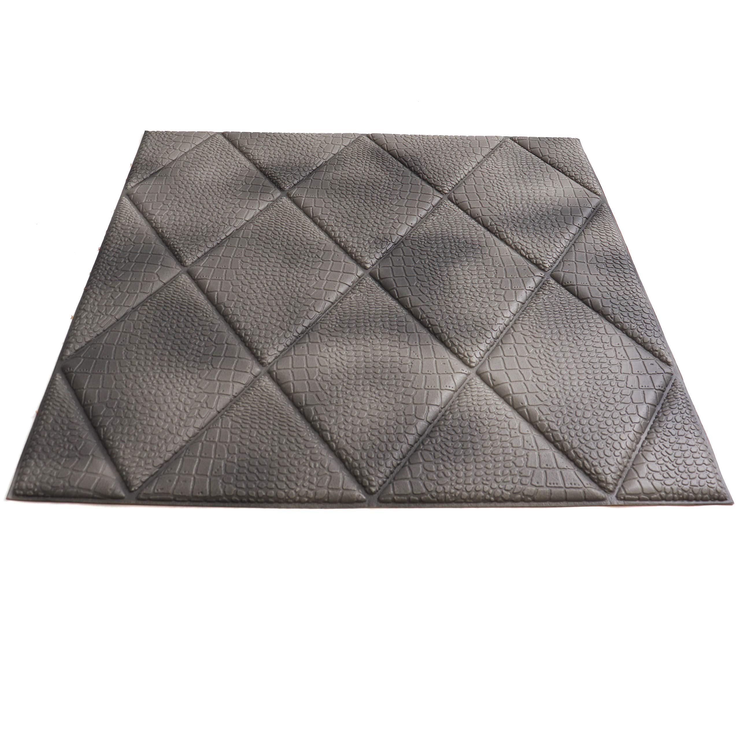 Self-Adhesive 3D Faux Diamond Wall Panels - Peel and Stick Foam Diamond Tiles for Home Decor (4 Pack, Gator Grey) - Perfect for Bedroom, Living Room & Office Accent Walls