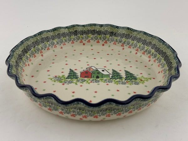 10-Inch Fluted Ceramic Pie Dish - Green Village - Perfect for Baking Apple Pies, Quiches & Desserts - Oven & Dishwasher Safe