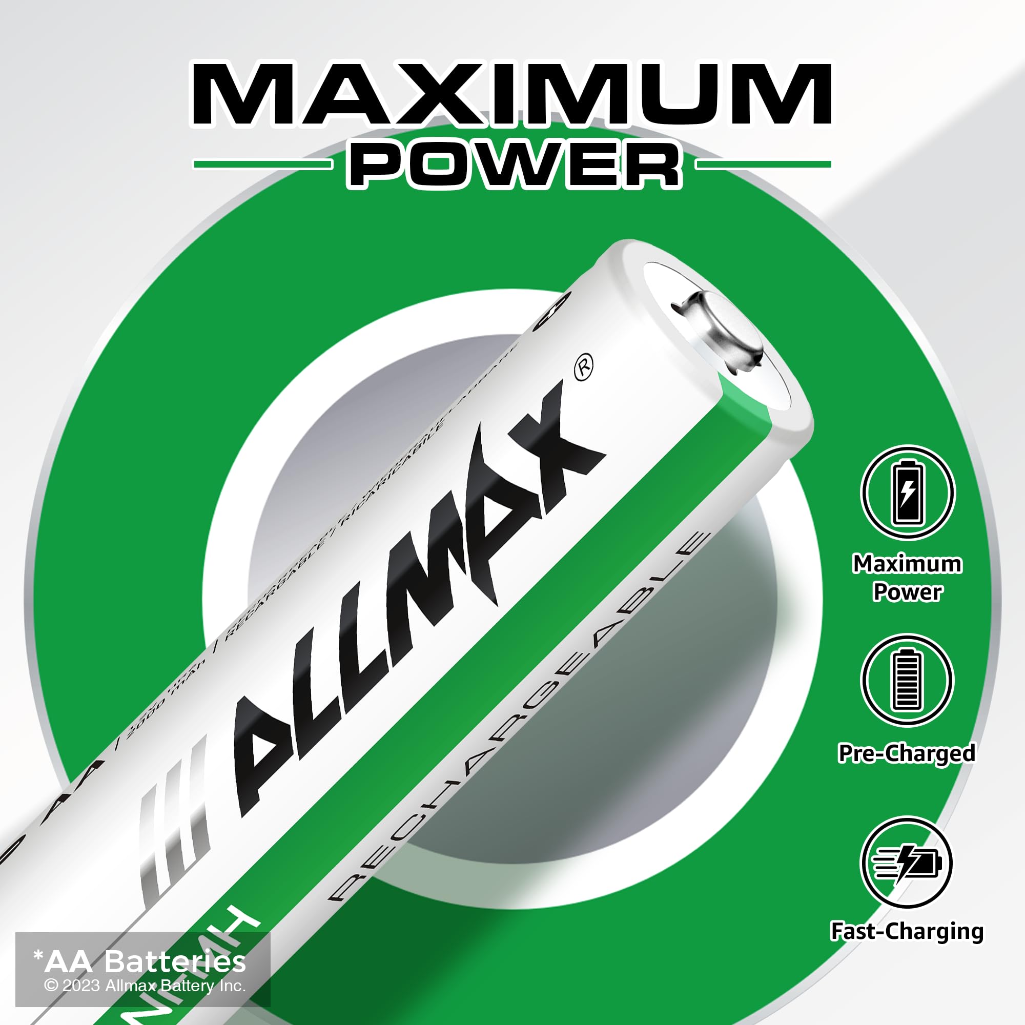 Allmax AA Maximum Power Precharged Rechargeable Batteries (12 Pack) – 2000 Recharge Cycles, 1.2V Ultra Long-Lasting Double A Batteries – Perfect for Cameras, Toys, Flashlights & Electronics