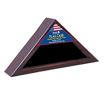 Cherry Wood Triangle Flag Display Case for 5'x9.5' American Flags - Premium Wooden Flag Shadow Box for Military, Memorial & Patriotic Decor - Perfect for Home, Office & Veterans Display