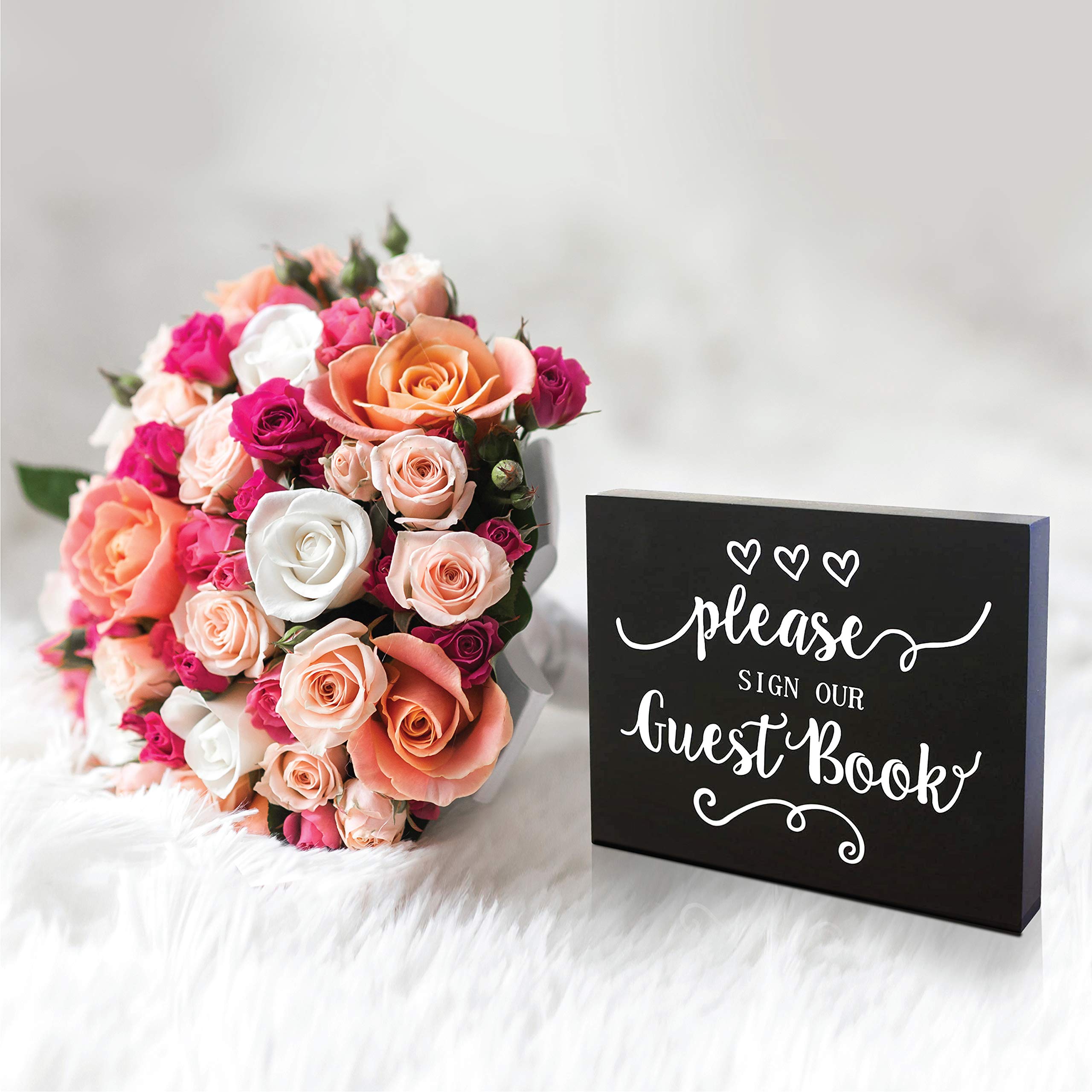 JennyGems Guest Book Sign - Elegant Black Guestbook Table Decor for Weddings, Parties & Baby Showers | Made in USA | Perfect for Reception Entry & Gift Table Display