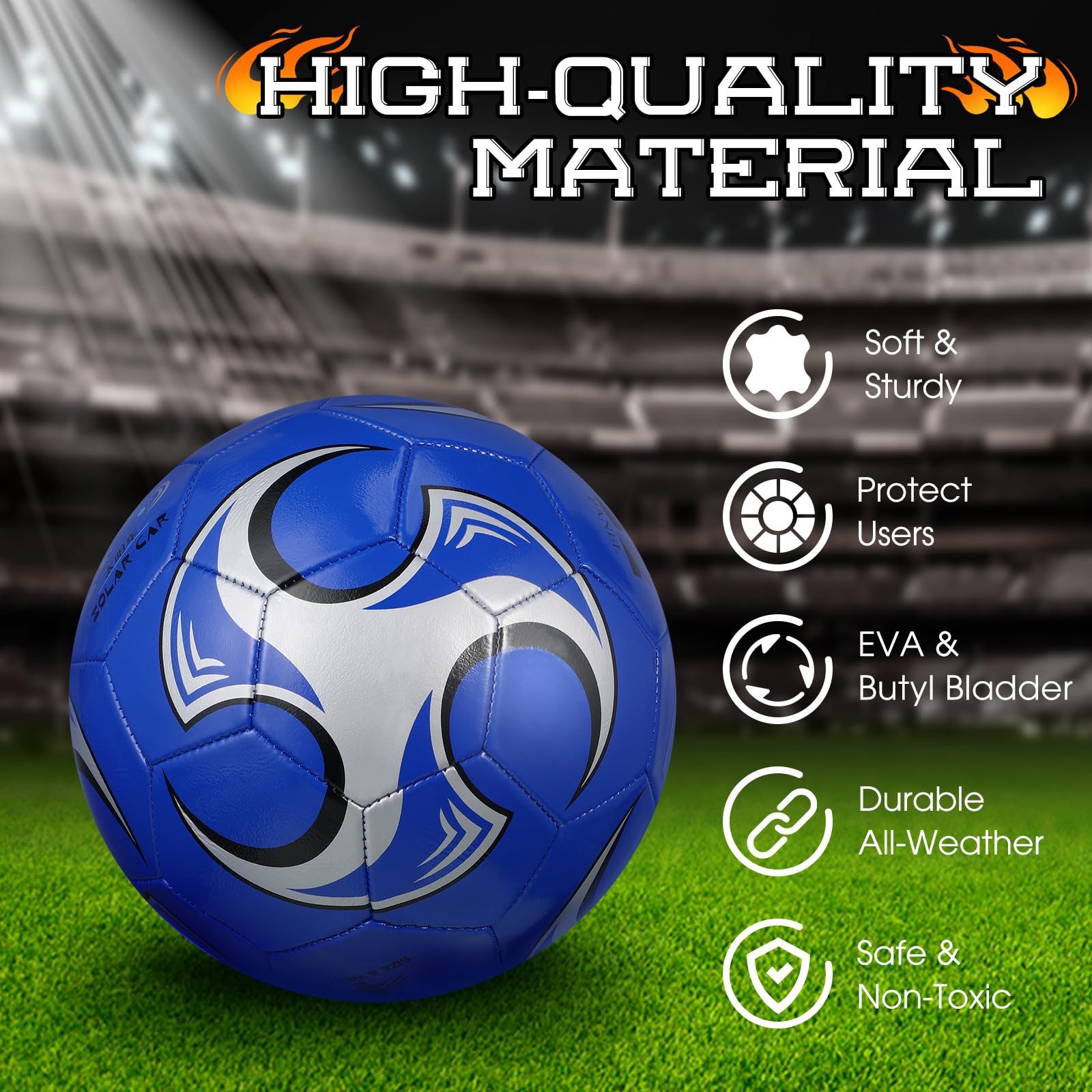 24 Pack Wettarn Machine-Stitched Soccer Balls with Air Pump & Carry Bag - Durable Practice & Training Balls for Outdoor Games, Team Sports & Youth Soccer Gifts