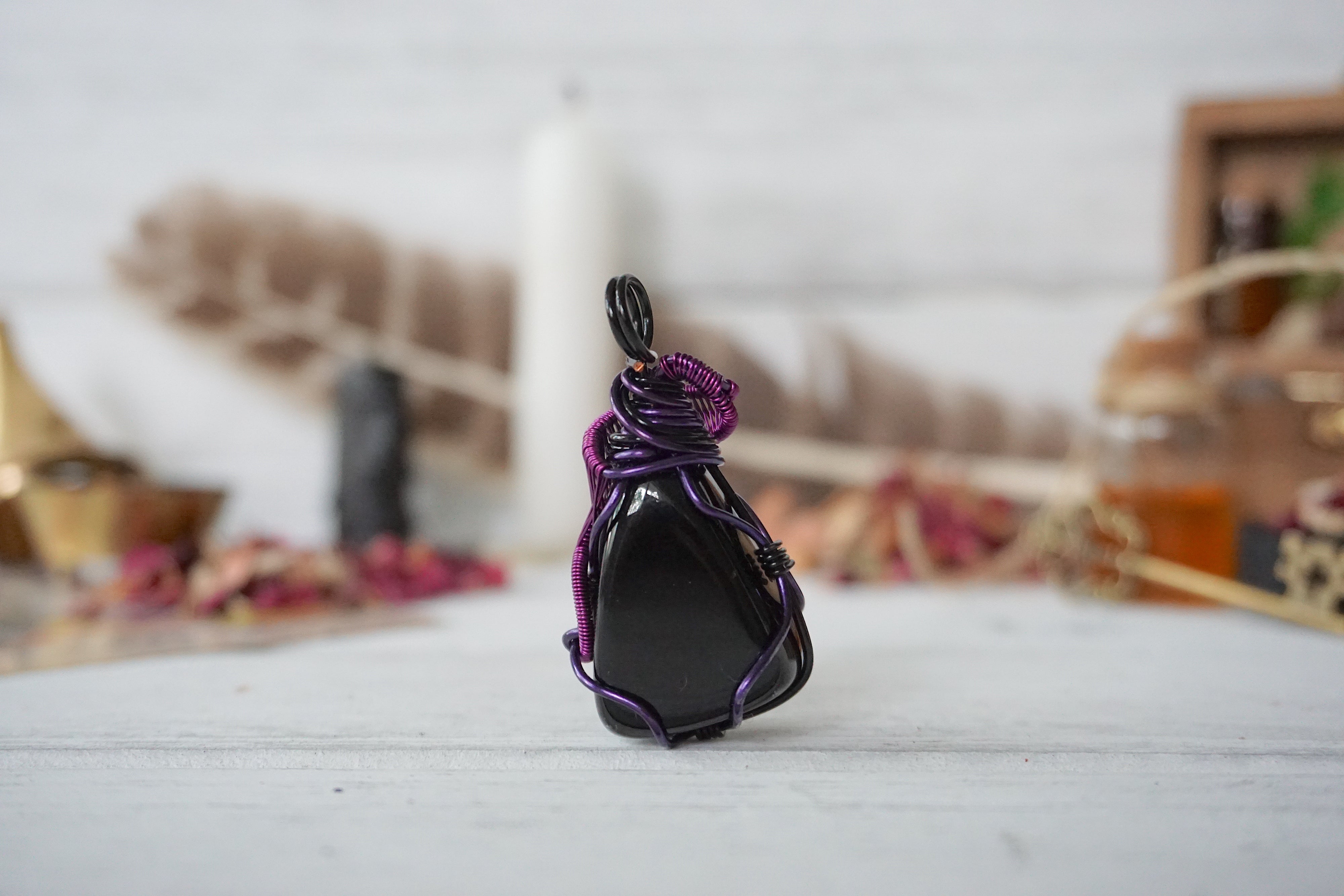 AURA OBSIDIAN COLLECTION - Obsidian Violet Necklace for Women | Elegant Healing Crystal Jewelry for Meditation, Yoga & Spiritual Protection | Perfect Gift for Birthdays & Anniversaries