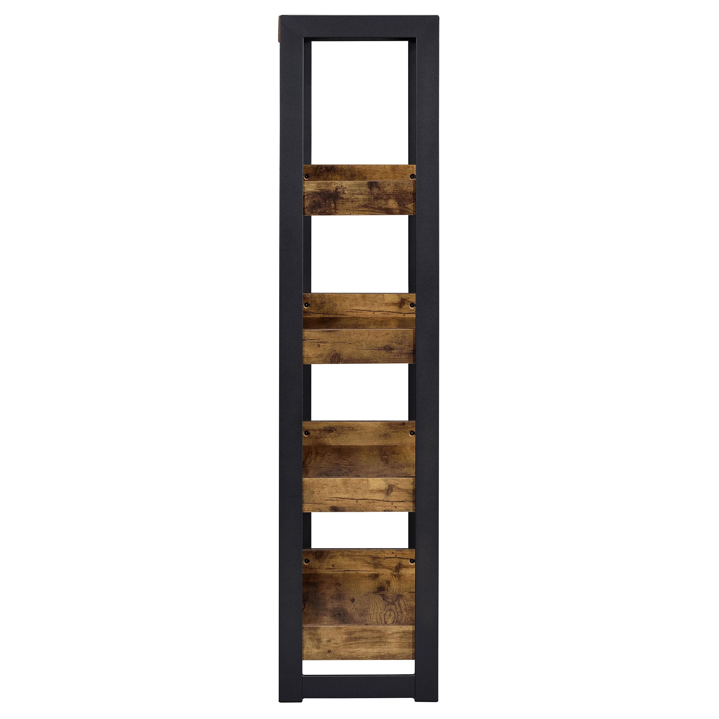 Coaster Furniture Estrella 4-Shelf Open Bookcase in Antique Nutmeg & Gunmetal - Perfect for Living Room, Office & Bedroom Storage