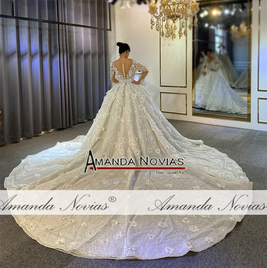 Elegant 2020 Off-White Beaded Wedding Dress - Heavy Embellishment Bridal Gown for Bride | Perfect for Church Ceremony, Beach Wedding & Formal Reception