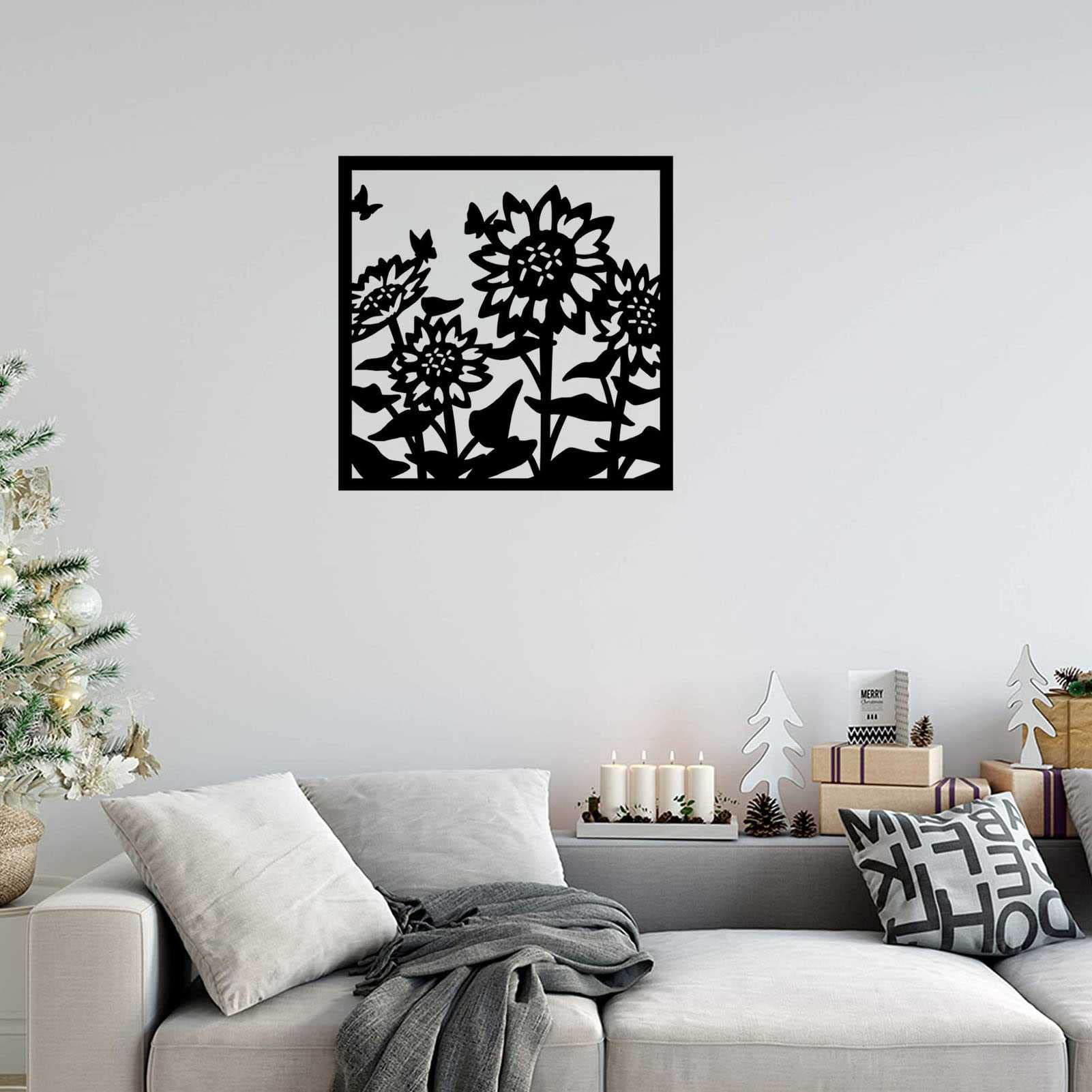 Handcrafted Metal Wall Art Sculpture - Sunflower & Butterfly Wrought Iron Decor for Indoor & Outdoor Use | Perfect for Living Room, Bedroom, Bathroom, Kitchen & Garden Decor