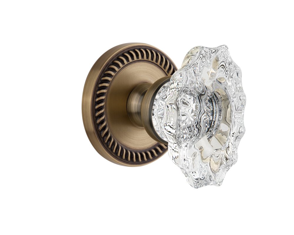 Vintage Brass Grandeur Newport Rosette with Biarritz Knob - 2.375