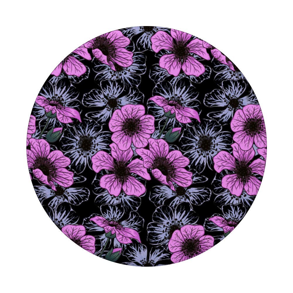 Purple Wild Flowers PopSockets Phone Grip & Stand - Compatible with iPhone, Samsung, Tablets - Perfect for Home, Office & Travel Use