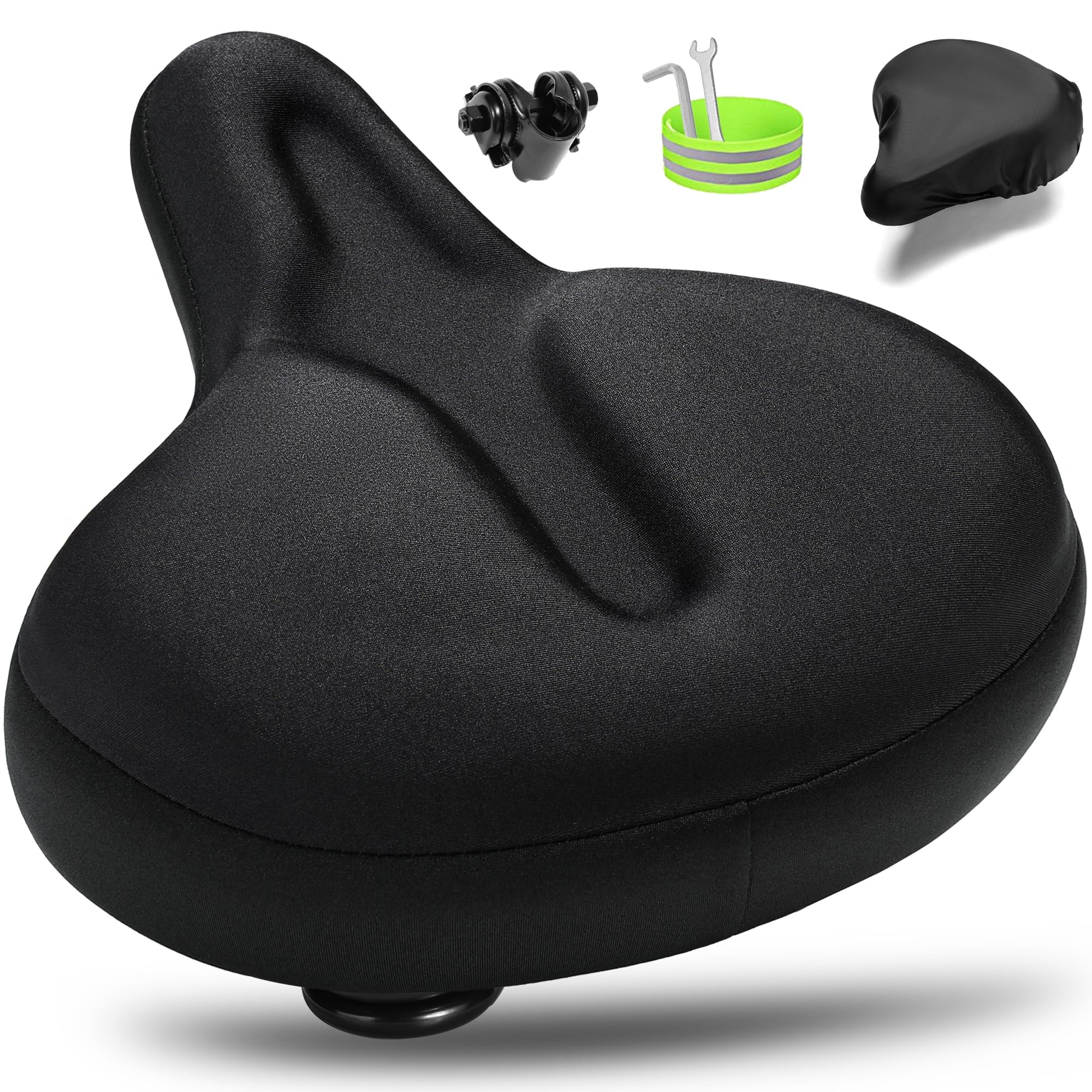 **Extra Wide Comfortable Gel Bike Seat for Men & Women - Oversized Bicycle Saddle Cushion with Soft Padding - Perfect Replacement for Peloton, Exercise, Mountain, Cruiser & City Bikes - Ideal for Long Rides & Indoor Cycling**