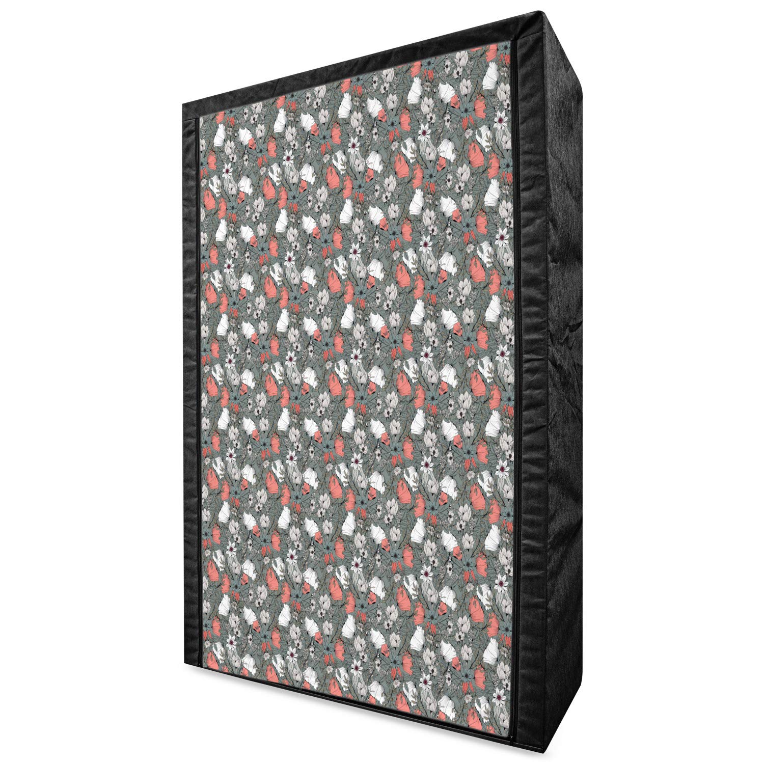 Ambesonne Floral Fabric Wardrobe - Hand Drawn Flower Design Portable Closet with Shelves, 42.5 Inch Multicolor Clothing Organizer for Bedroom, Dorm, Guest Room & Small Space Storage Solution