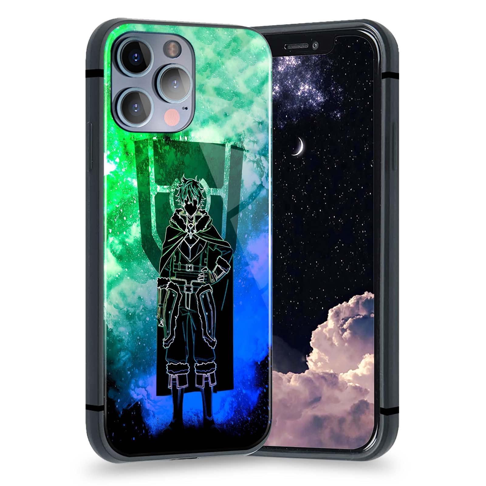 Shield Hero Anime Phone Case for iPhone 13 Pro - Naofumi Rising Manga Design with Tempered Glass Protection | Perfect for Anime Fans & Cosplay Enthusiasts