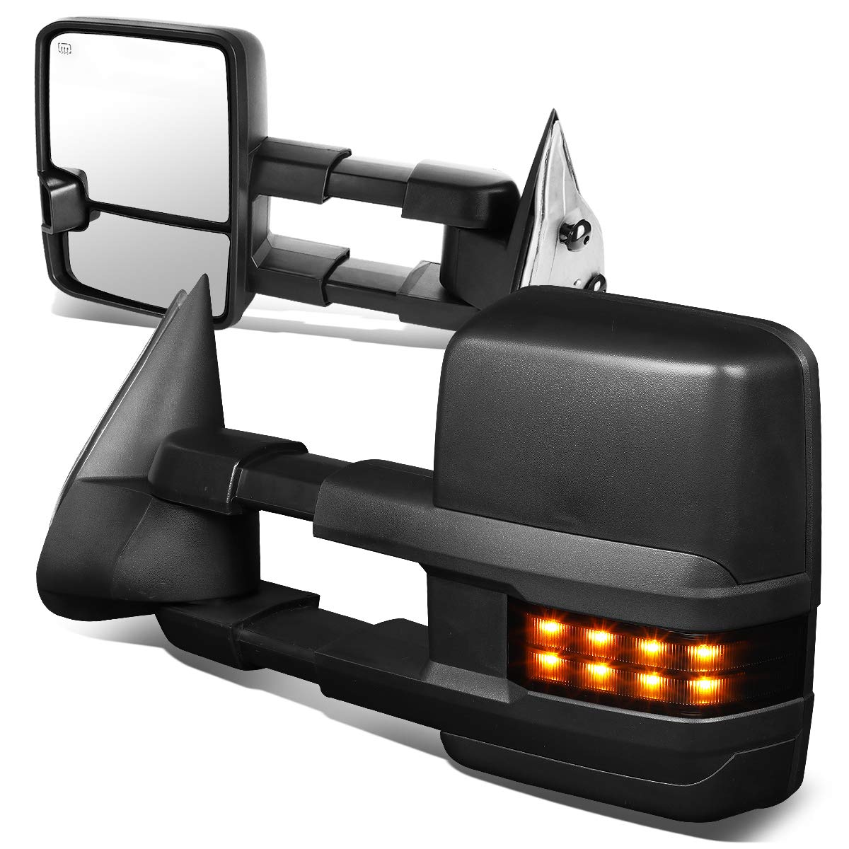 DNA Motoring TWM-030-T888-BK-SM Pair of Powered Heated Foldable Towing Side Mirrors with Turn Signal - Replacement for 1999-2002 Chevy Silverado/GMC Sierra, 2000-2002 Tahoe/Suburban/Yukon - Perfect for Towing, Winter Driving & Enhanced Visibility