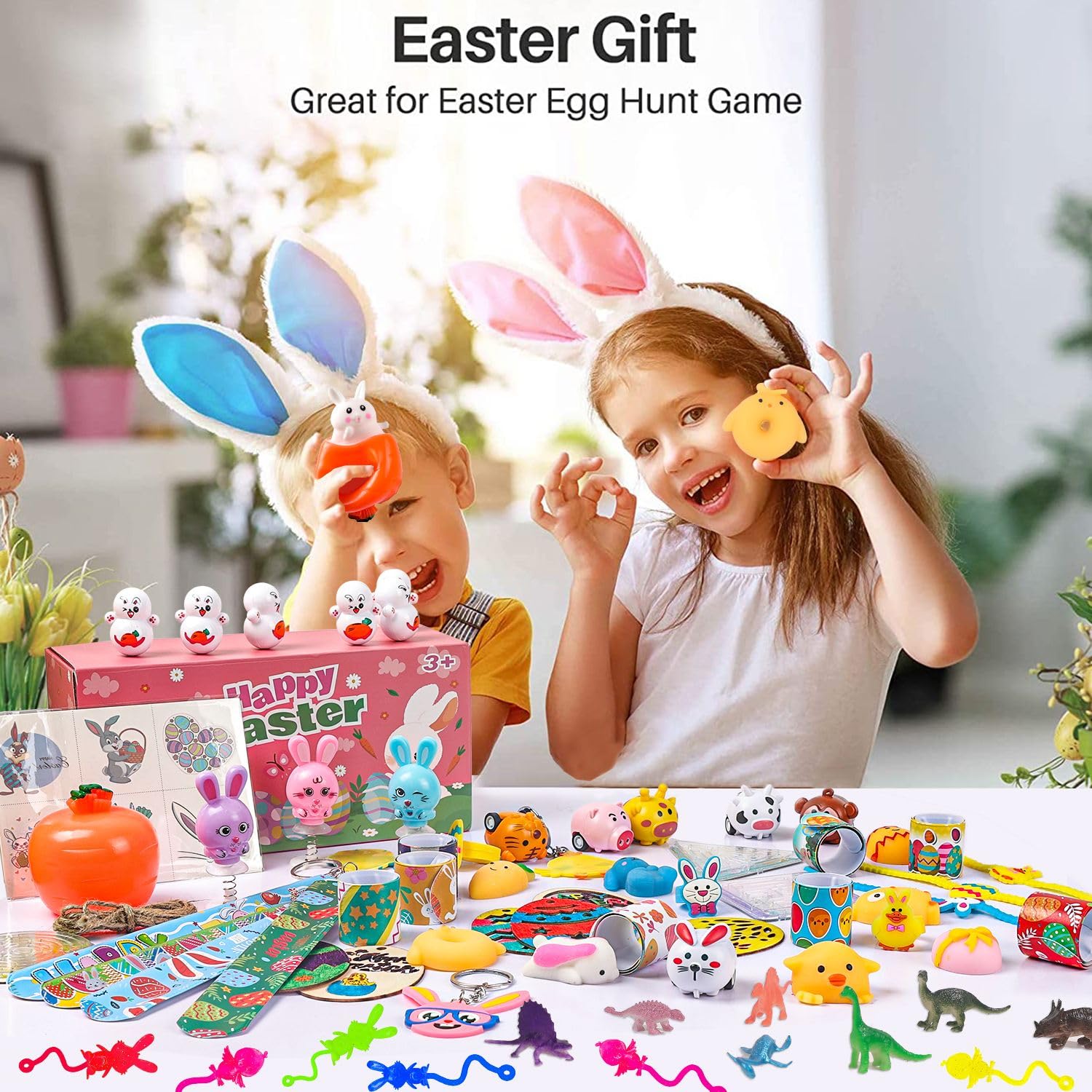 100-Pack Easter Egg Fillers & Basket Stuffers for Kids - Squishy Toys, DIY Eggs, Cars, Bracelets, Bunny Maze - Perfect for Easter Gifts, Classroom Prizes, Egg Hunts & Party Supplies