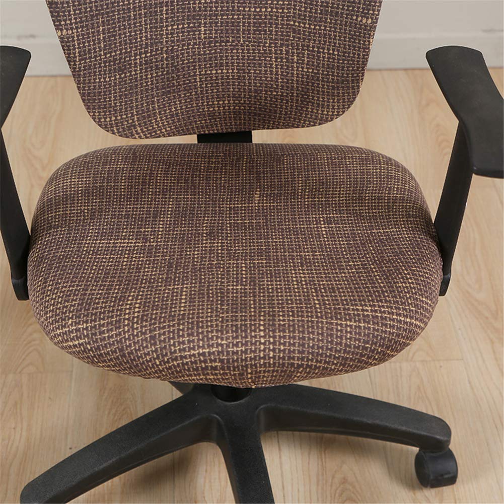 Jinzio Stretchable Polyester Office Chair Cover - Universal Split Protective Slipcover for Desk & Task Chairs, Saddle Brown | Perfect for Home Office, Gaming & Conference Room Use