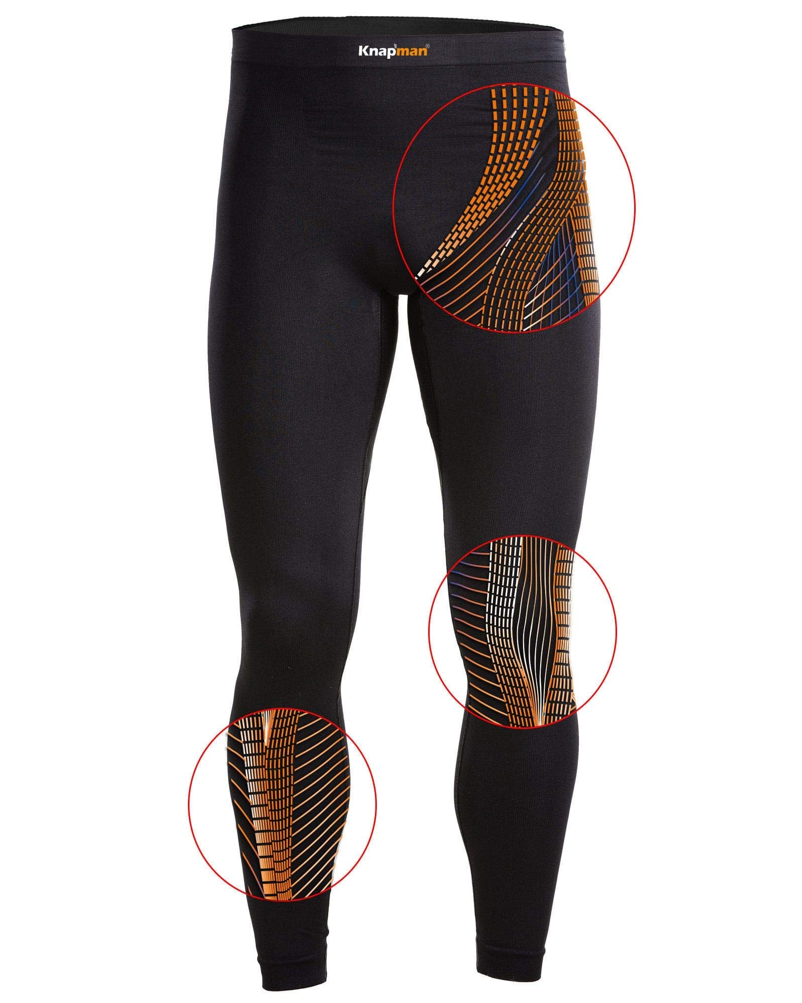 **Knap'man Zoned Compression Tights for Men & Women - 45% Black - High-Performance Workout & Running Leggings for Gym, Yoga & Recovery**