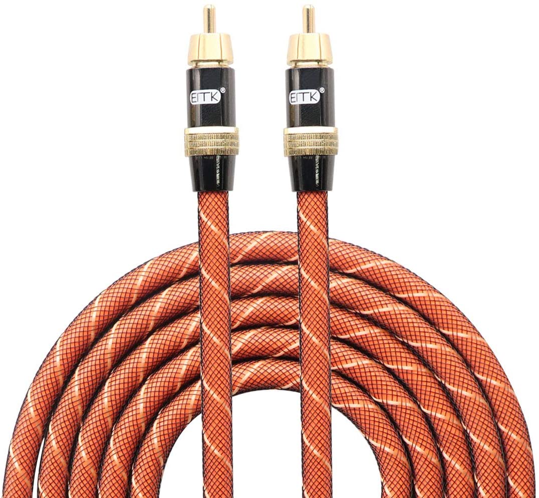 Premium EITK Digital Audio Coaxial Cable - Dual Shielded with Gold-Plated RCA Connectors (1.5M/5ft) - Perfect for Home Theater, Sound Systems & Hi-Fi Audio Setups