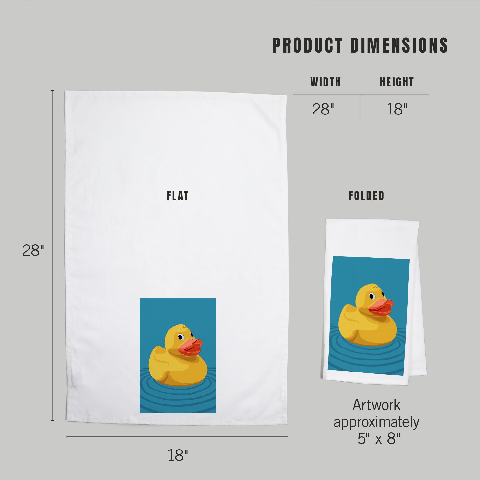 Rubber Duck Letterpress Cotton Tea Towel - 100% Cotton Decorative Hand Towel for Kitchen & Home Decor | Perfect for Dish Drying, Gift Giving & Farmhouse Style Decor