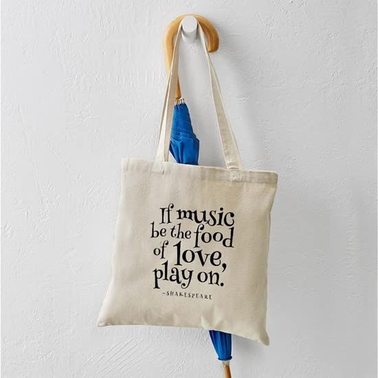 Eco-Friendly If Music Be The Food Of Love Canvas Tote Bag - Reusable Grocery Shopping Bag for Music Lovers, Perfect for Concerts, Beach Trips & Daily Errands