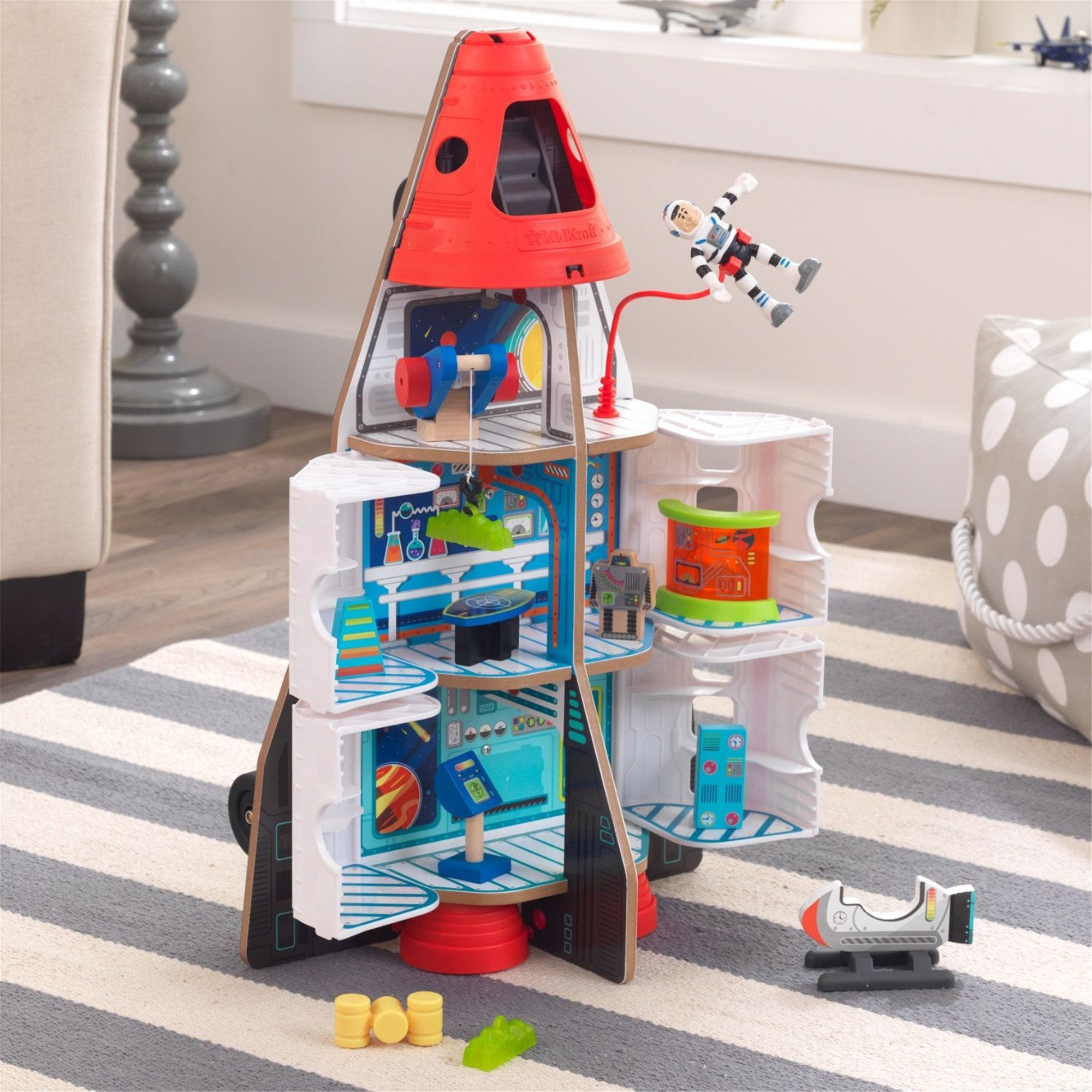 KidKraft Adventure Bound Space Shuttle Playset - Interactive Wooden Rocket Ship Toy for Kids Ages 3+ | Pretend Play & STEM Learning | Perfect for Bedroom, Playroom & Outdoor Adventures