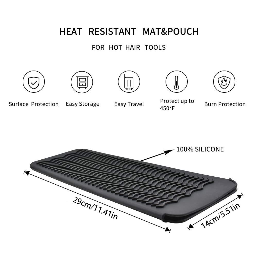 Heat Resistant Silicone Travel Pouch for Curling Iron, Hair Straightener & Flat Iron - 29x14x1cm Compact Storage for Hair Styling Tools | Perfect for Travel, Gym & Home Use