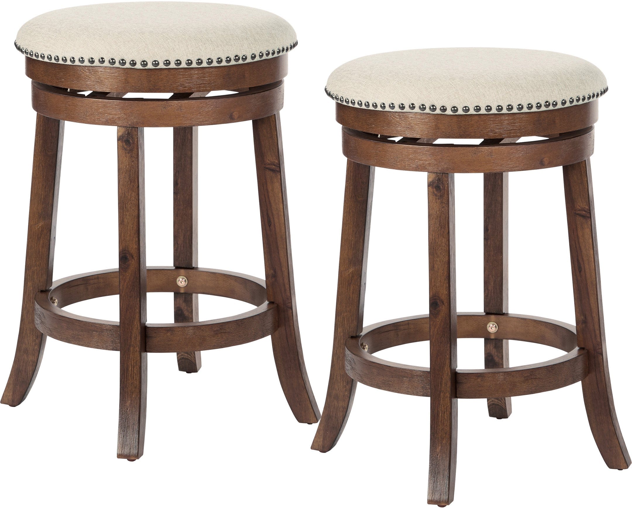Office Star Round Backless Swivel Stool - 2 Pack Bar Stools with 360 Degree Rotation, Adjustable Height for Kitchen Counter, Home Office & Commercial Use [MET17]