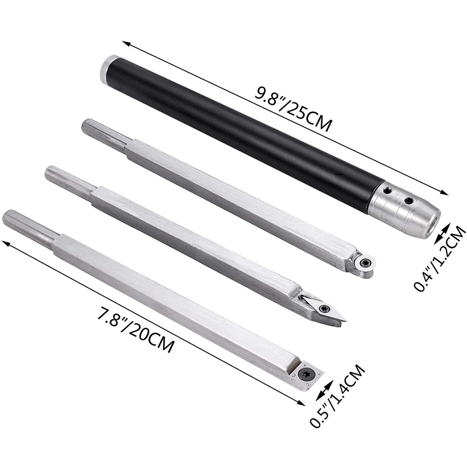 Premium 3-Piece Carbide Lathe Tool Set - Diamond, Round & Square Cutters with Grip Handle for Wood Turning | Replaceable Chisels for DIY Crafts & Hobby Projects | Perfect for Woodworking, Furniture Making & Home Improvement