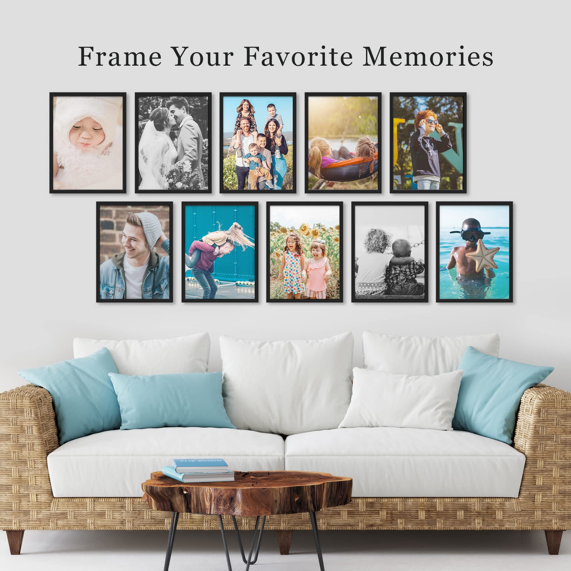 Custom Framed Wall Art Gallery Print Set - Personalized Vinyl Photo Frame Collection (Up to 10 Pieces) | 12