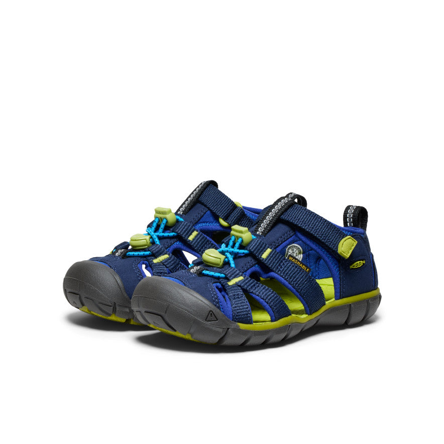 Little Kids' Seacamp II CNX Water Shoes | Navy Blue & Chartreuse Non-Slip Aqua Socks for Beach, Pool & Water Play
