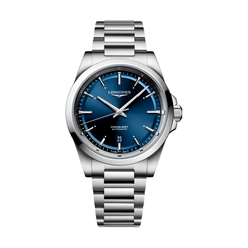 Conquest 41mm Sunray Blue Dial Men's Watch - Luxury Swiss Automatic Timepiece for Business, Casual & Formal Wear